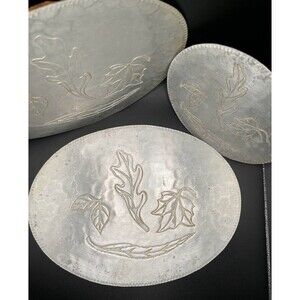 Everlast Metal Aluminum Trivet Set(3) Hand Forged Floral Pattern VTG USA